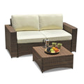 3 Patio Brown Shine Dark Set in Studio W Modular Unlimited Loveseat Piece