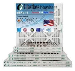 15.5x7/8 Air Furnace - - -Qty:4 Filter Glasfloss 15.5 Made 10 x in - USA (Actual inch) Size: MERV 16x16x1