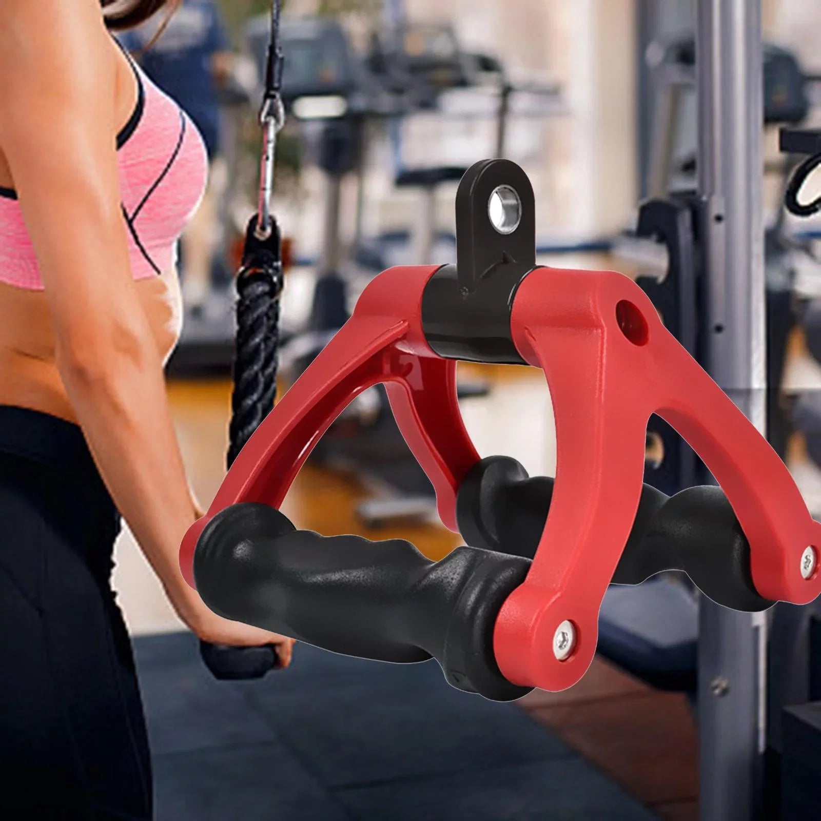 Rope Machine Tricep Bar for Pull Two Red Home 661 Cable Attachment Rowing Bearing Attachment ,Back Training Down D Row ,Gym Fitness, Handle