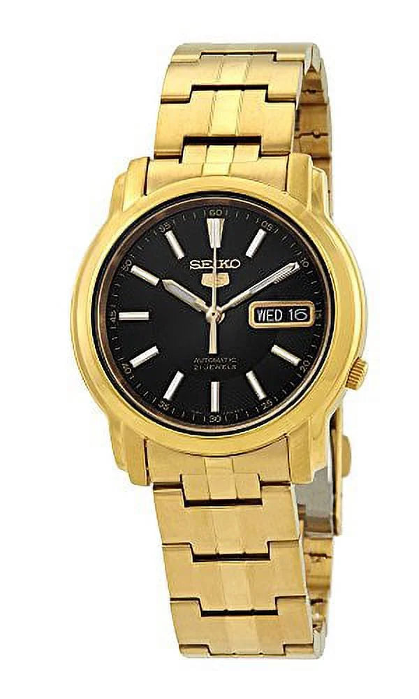 Seiko #SNKL88 Watch Dial Automatic Black Gold Tone Steel Men's Stainless