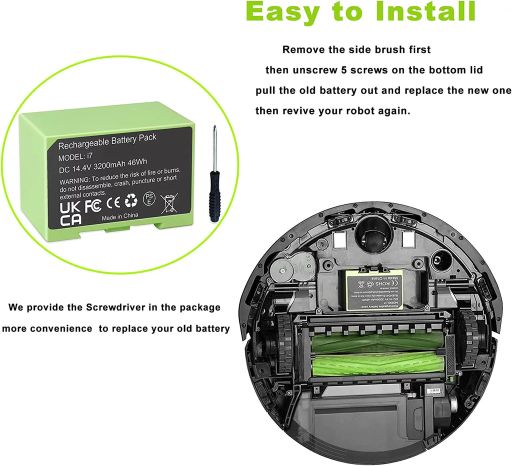 7550 3550 7150 4150 4624864 e5152 i4 i7+ Lithium Roomba e5 i4+ Battery i3 ion Replacement ABL-D1 3150 for Irobot i3+ 3200mAh i7 i7 e5154