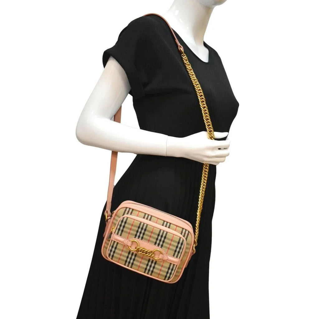 Knight Light Bag Pink Camera Check Link Crossbody BURBERRY Pre-owned 1983