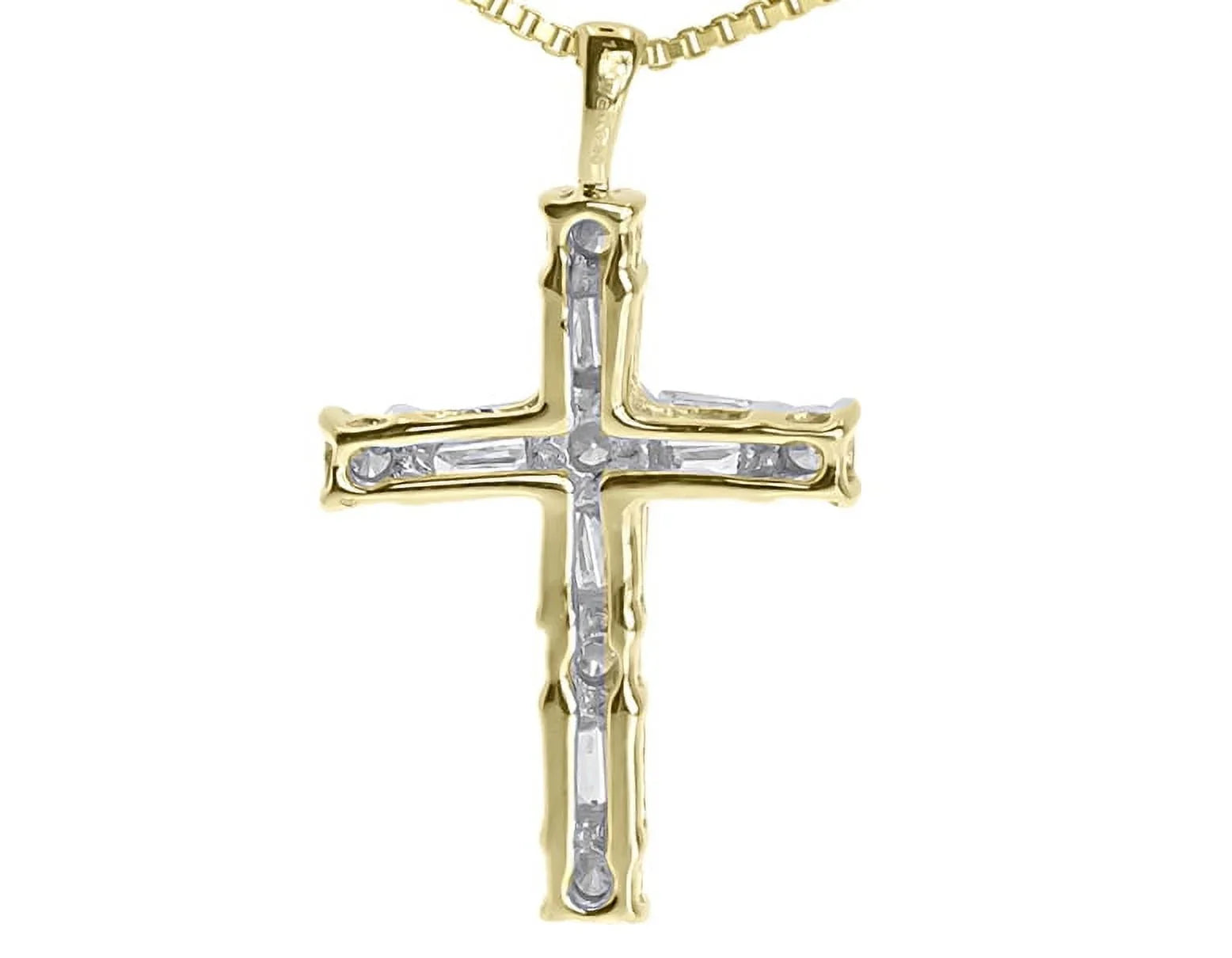 Baguette Diamond (0.50 Gold 14k Mini ct) Yellow Round Cross