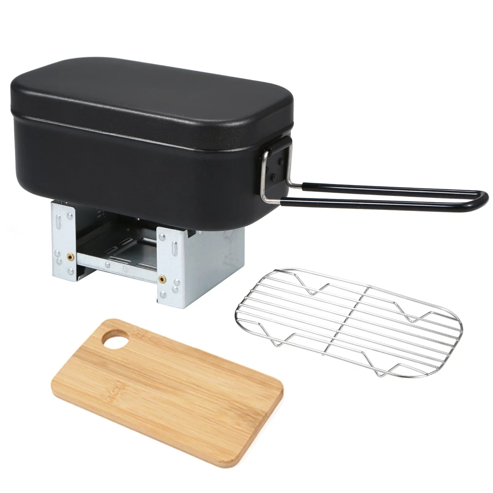 Backpacking Box 4pcs Steaming Kit Tomshine Rack Board Mess Camping Mountaineering 800ml Cutting Fishing Cookware for Lunch with Hiking