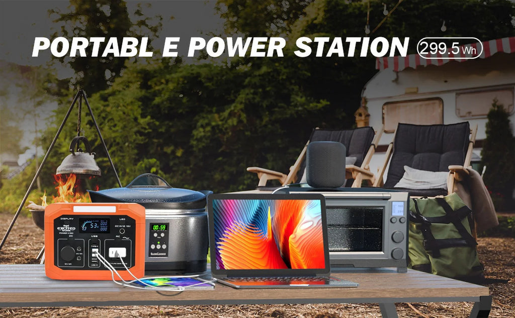 110V Travel Lithium Emergenc Station for with Outdoor (500W Surge),299.5Wh/83200mAh and Outlet Generator Battery Portable EXCITED AC and Wireless Camping,RV Charger,Solar Power WORK 350W Home Backup