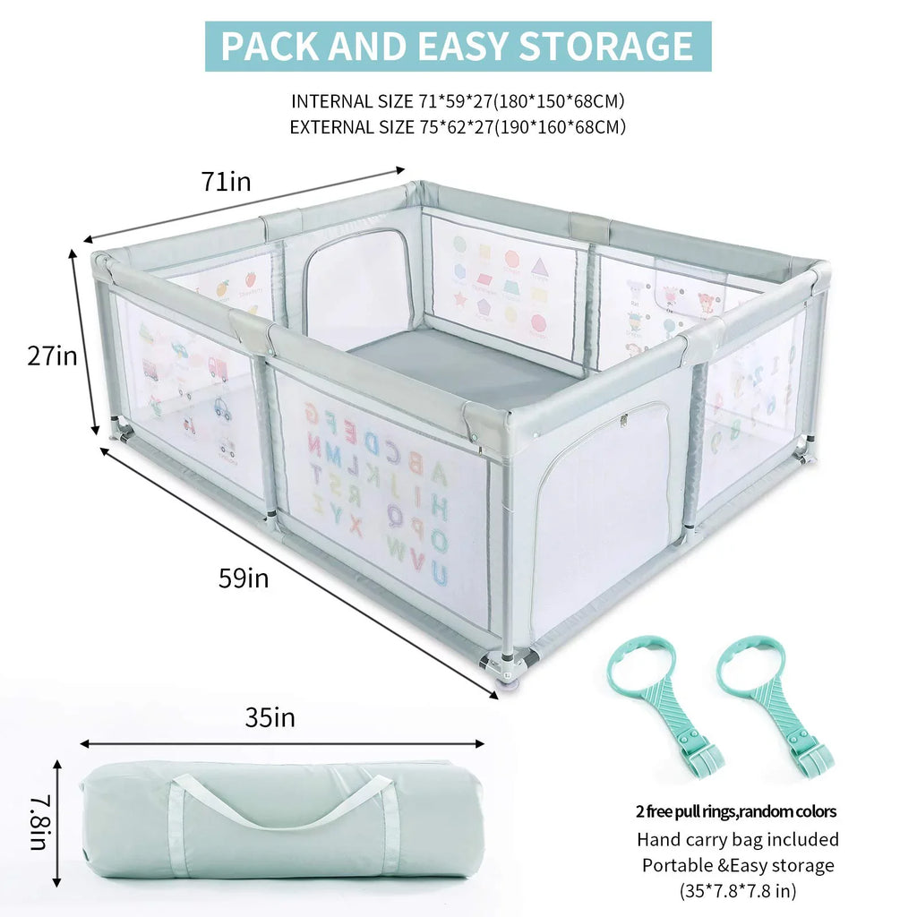 Safety Playpen Play Nordmiex 59*70*27 Pull with for Baby Baby inch Two Rings, Yard