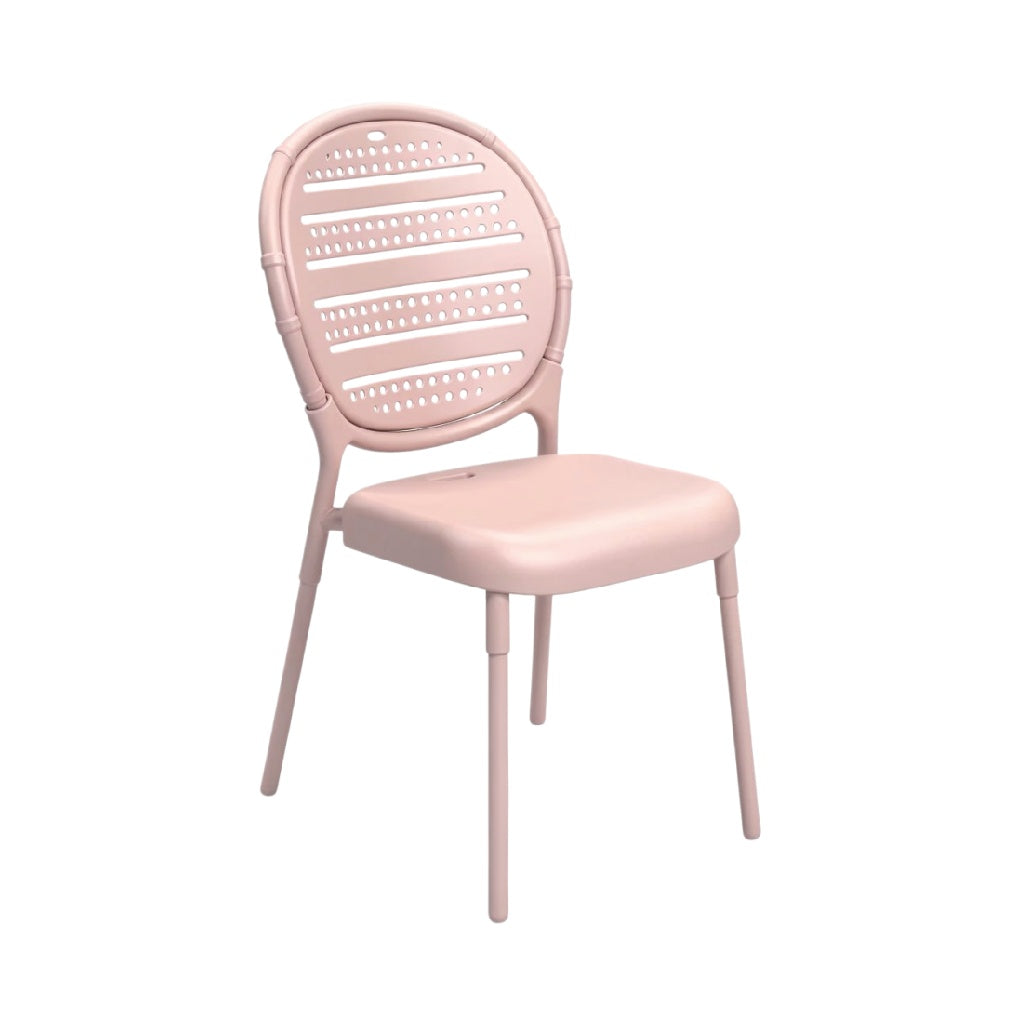 "Moderne, Roze Plastic Stoel met Sleuvenontwerp"