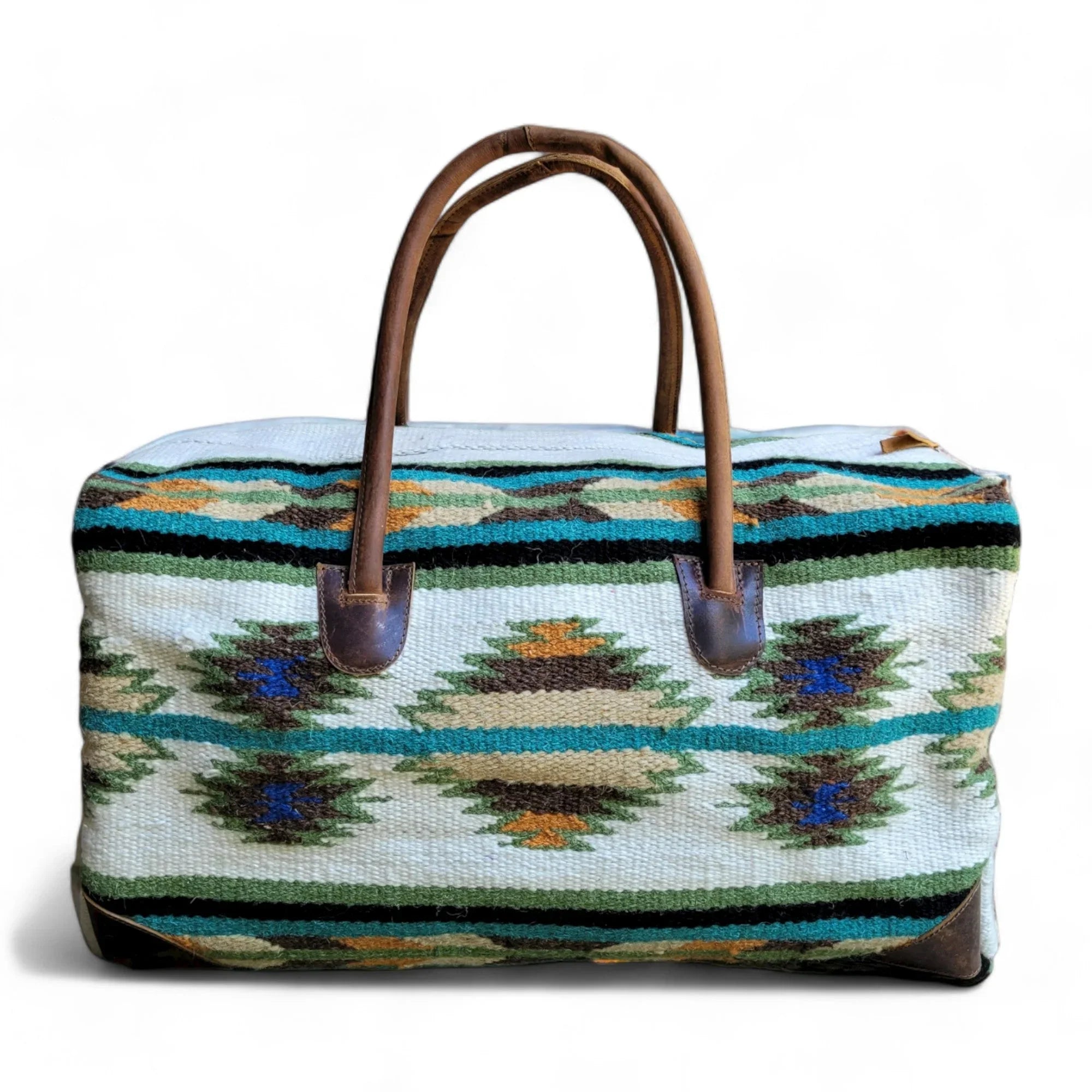 Blanket Bag Handles Aztec Bag Duffel Aspen Weekender Large Saddle 100% Leather Southwestern Boho