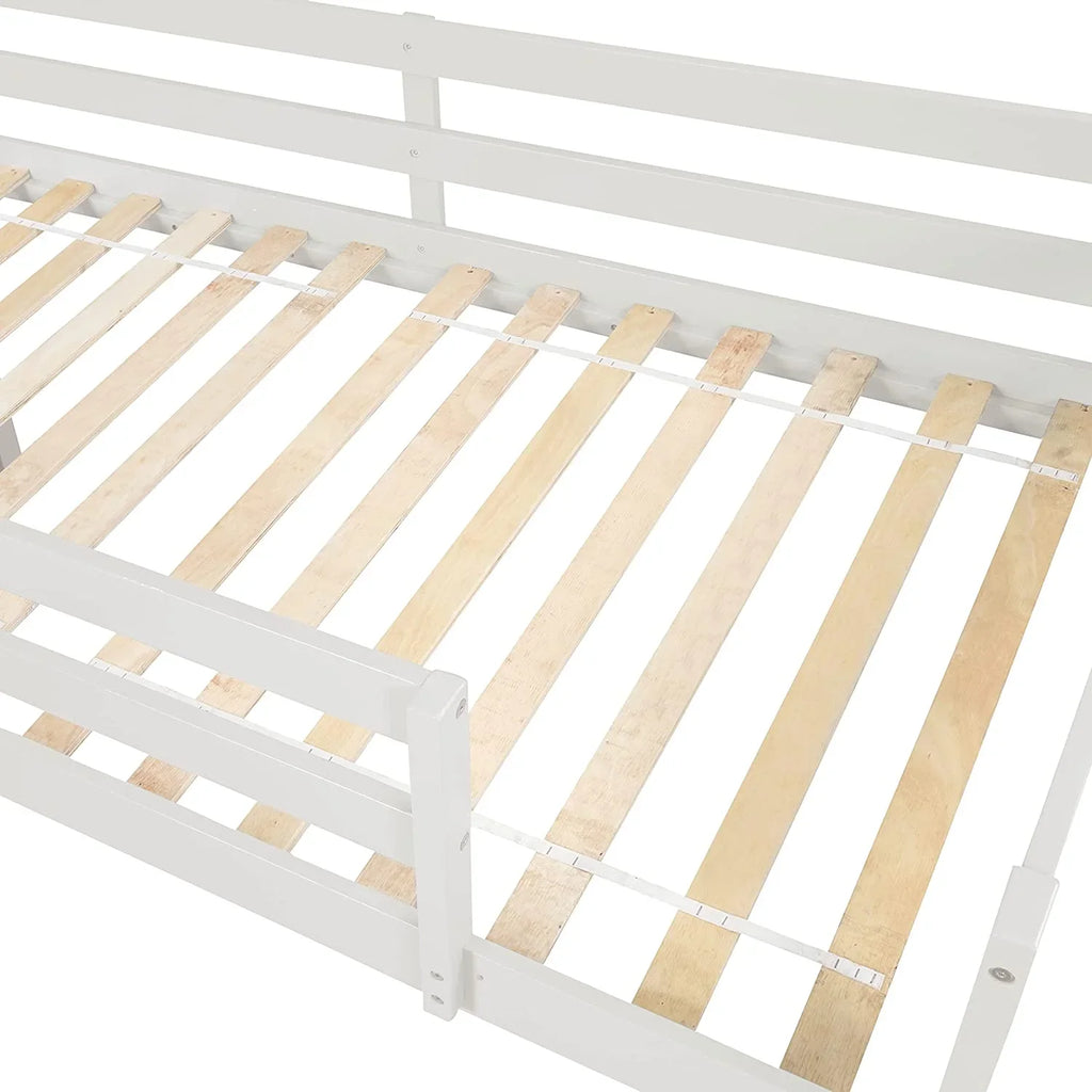 Wood &amp; Low Stairs Spring Bed Safety with Bright Size Teens Slide Frame (White) NLTBONNIE and Box with Toddlers Designs Twin Needed Loft for Harper No Rail Bed Loft