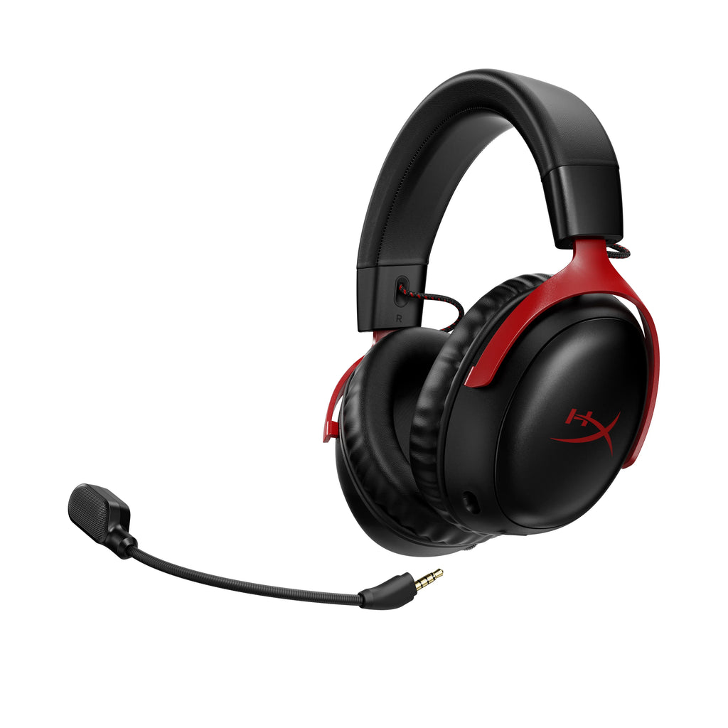 ¨C microphone HyperX 120-hour PS4, up headset Cloud Wireless 10mm to PS5, foam, Black/Red Gaming angled III 53mm Durable Battery, Frame, for Wireless, PC, 2.4GHz Memory ¨C drivers,