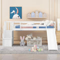 Wood &amp; Low Stairs Spring Bed Safety with Bright Size Teens Slide Frame (White) NLTBONNIE and Box with Toddlers Designs Twin Needed Loft for Harper No Rail Bed Loft