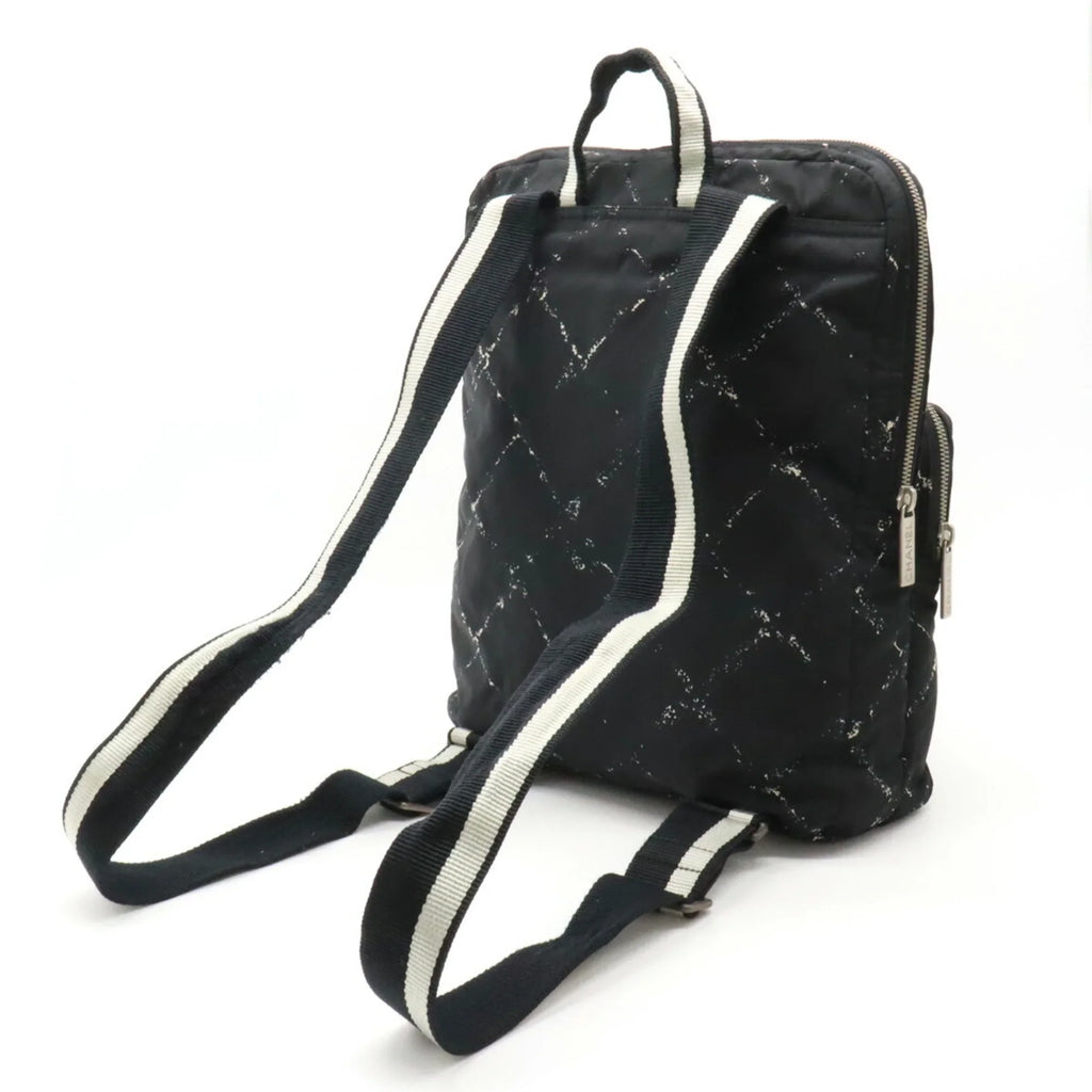 Nylon Daypack Travel CHANEL Rucksack (Good) Jacquard Line Chanel Black Old Backpack Pre-Owned