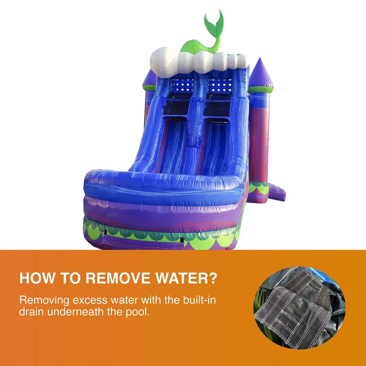 and Outdoor Kids Adults Mermaid and Lane Commercial JumpOrange Slide Dual Bounce Titan House Grade Inflatable Pool for with with Blower