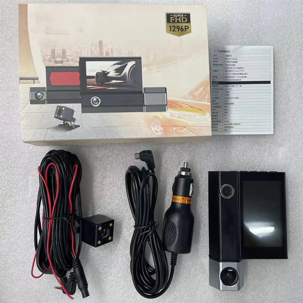Front DVR Dash And Video Recorder Lens Camera Cam Car And Dual Rear Inside