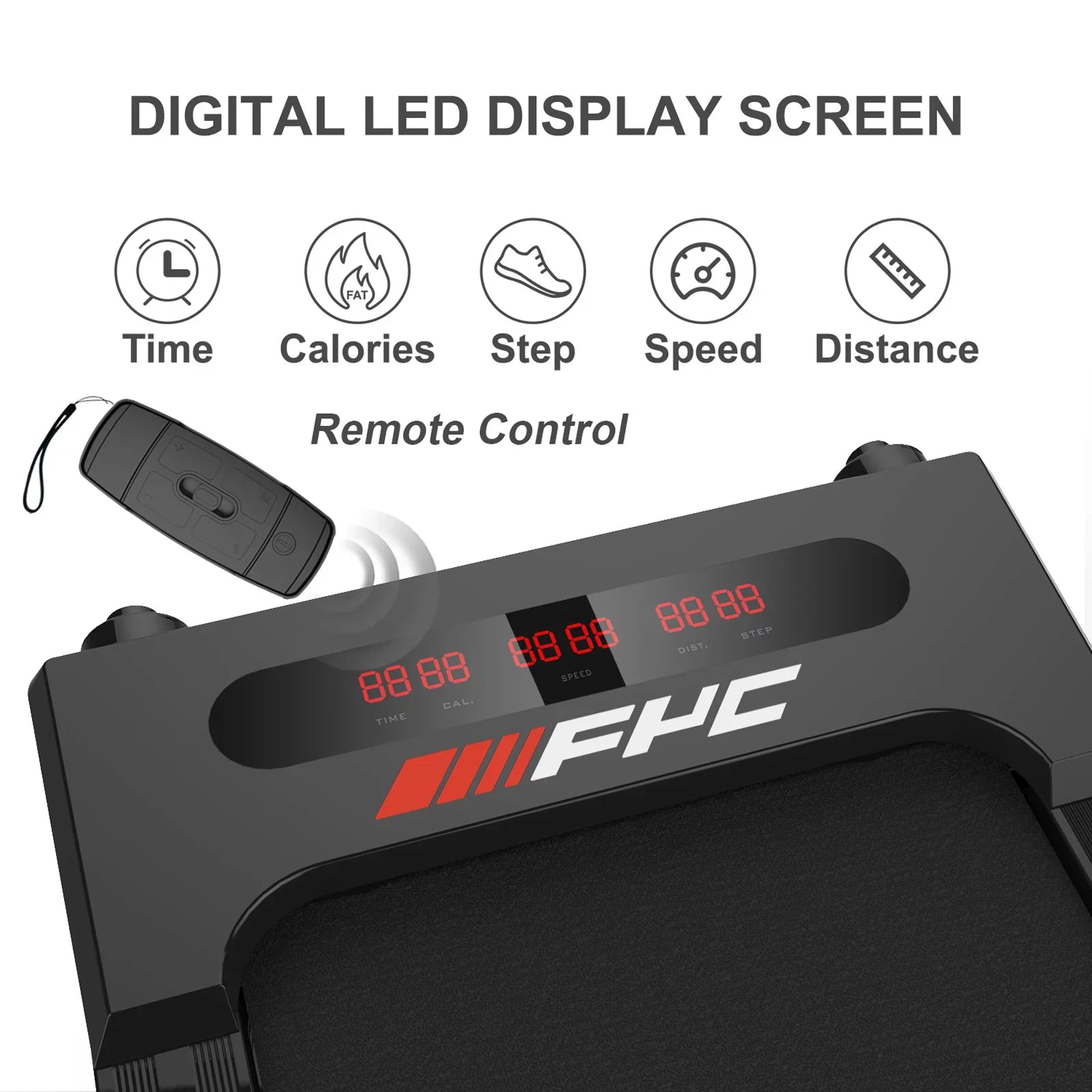 Desk & Treadmill Running Control 2 Running in Compact Walking Home, 1 LED Machine, Display Jogging Under for Installation-Free Foldable Treadmill Remote Electric