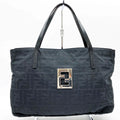 (Good) pattern Pre-Owned FENDI Zucca 15786 tote ladies canvas nylon handbag bag black