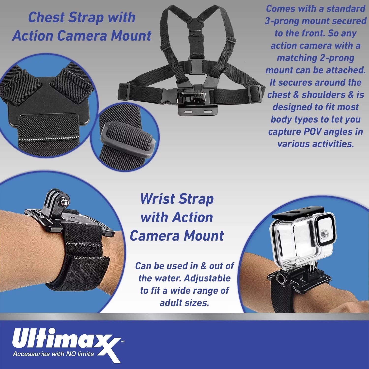 Insta360 Frame Camera Much More Bundle Wrist Includes: Floating Adapter, Action Starter 2 Selfie-Stick, GO - Strap & Ultimaxx Camera Action