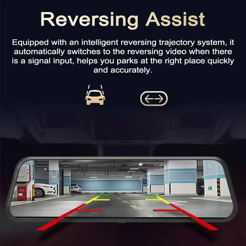 Dash Rear Inch Angle - Wide Monitor, Dual Loop - Front Cam Recorder Parking Detection Support, Camera Motion DVR & Collision Driving - Locking Night-Vision, 1080P 9.66 Touchscreen