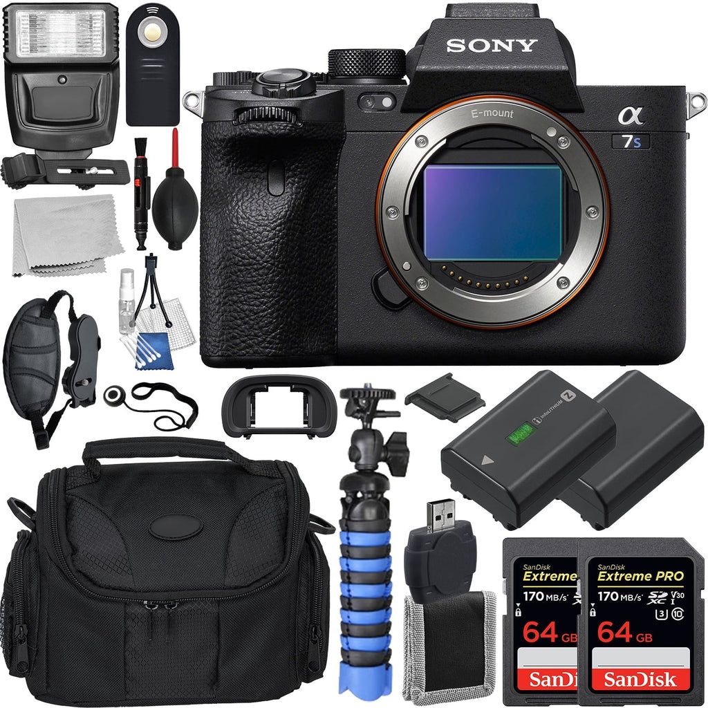 Only) Accessory (Body Mirrorless & Loaded Bag PRO Resistant Sony Cards, Gadget SanDisk - Bundle Alpha III 2x Digital Battery, Replacement 64GB a7S Memory Includes: with Water Camera More Extreme