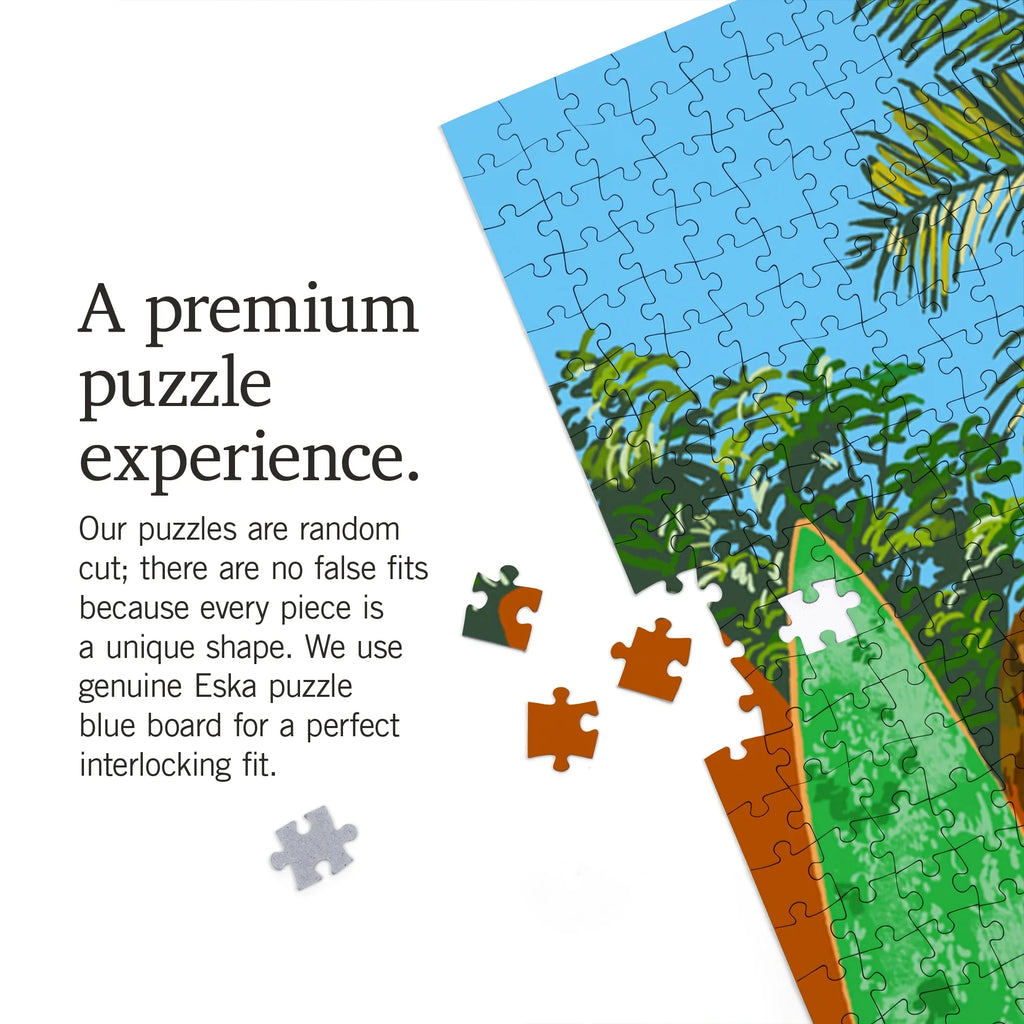 Surfboard Lantern Piece Puzzle, North Jigsaw Fence 1000 Hawaii, Press Shore,