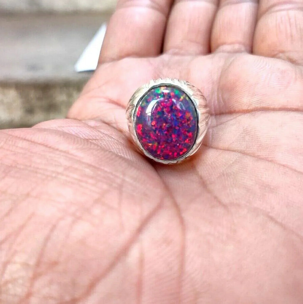 Ring, Gifted Item Her Engagement Australian Gift Opal Opal Lover Natural Ring, Fire Certified October Welo Cabochon for Birthstone Ring,