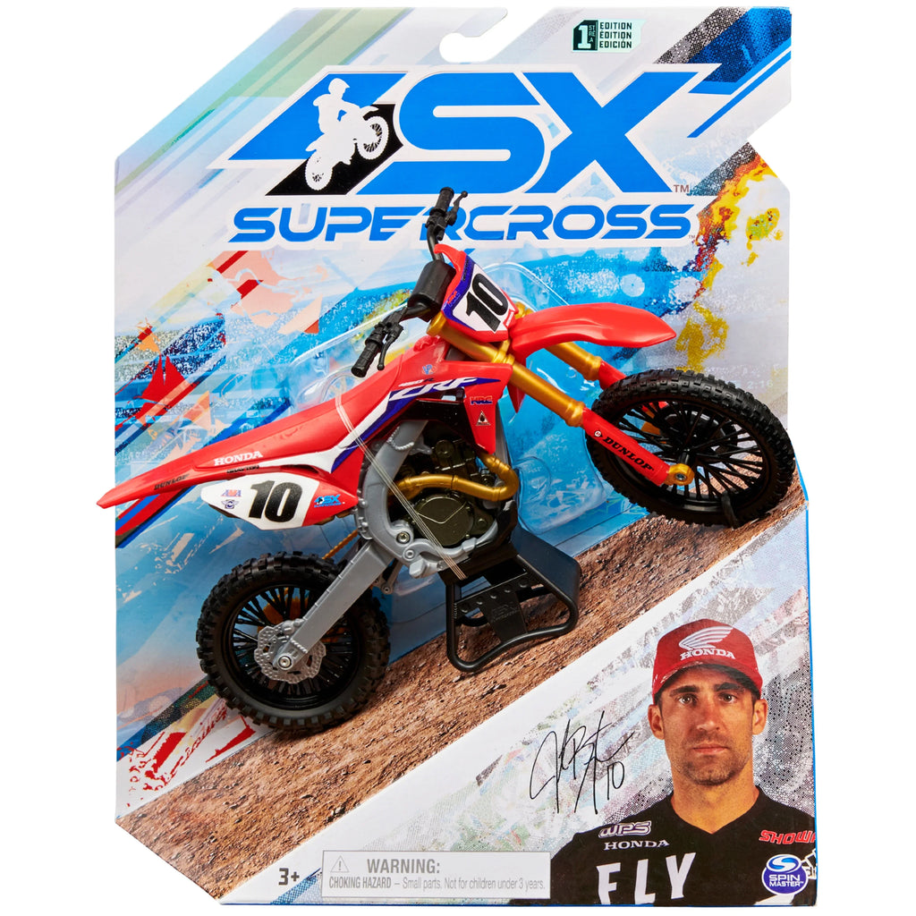 1:10 Brayton Supercross, with Motorcycle Display Justin Replica Scale Stand Collector Authentic Die-Cast