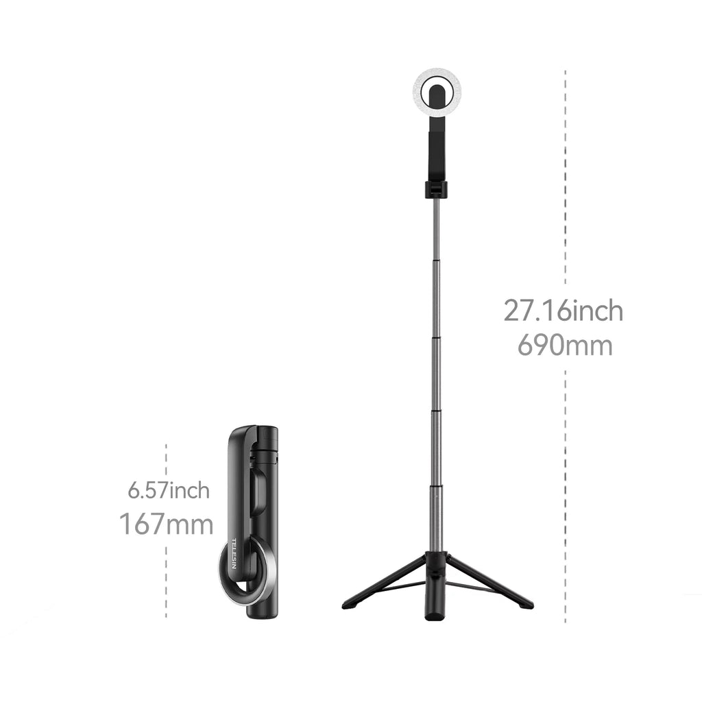 Magnetic Remote Stick inch Selfie Tripod, TELESIN Rotation , with Control 27.1 for