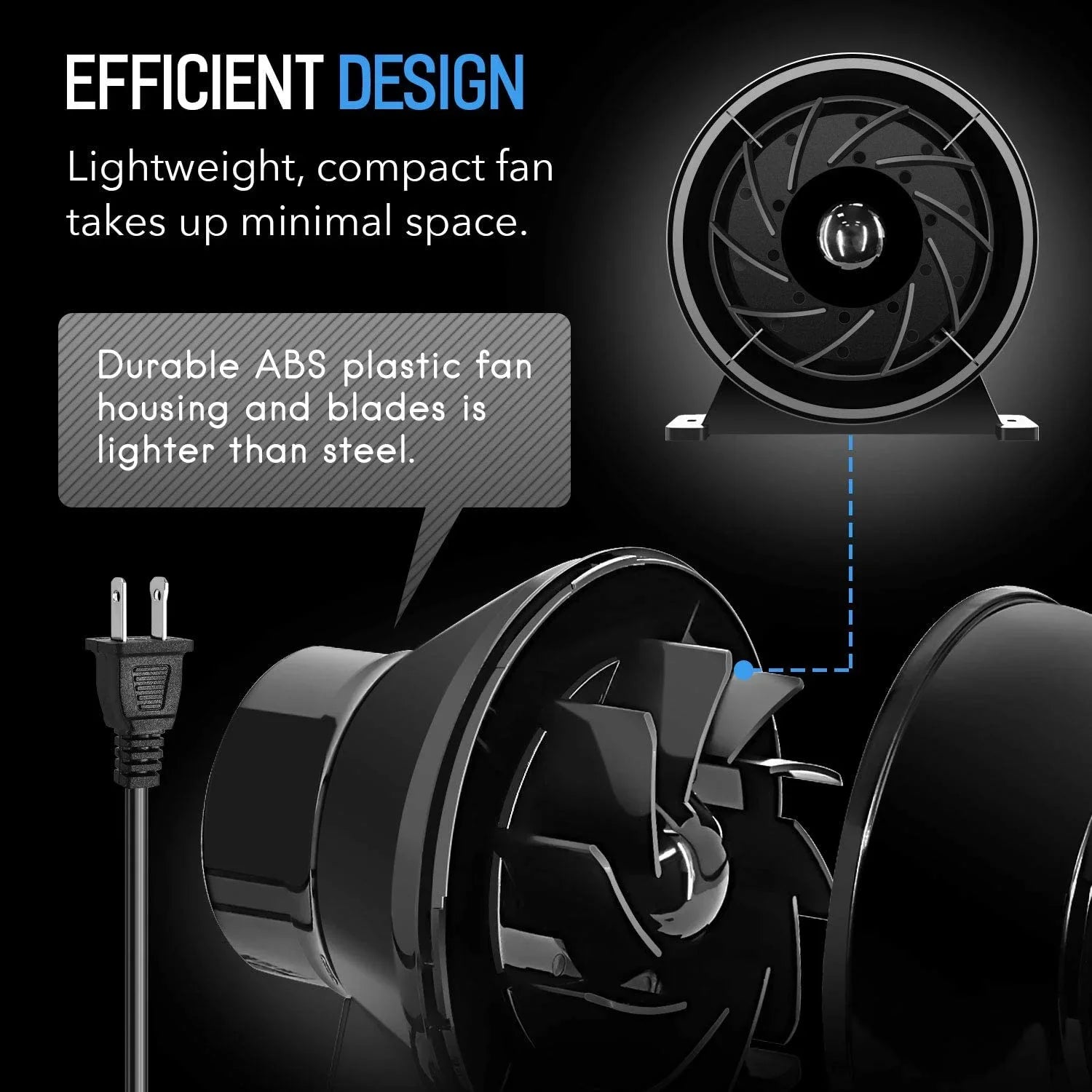inch CFM 195 Grow Circulation 1-Pack Duct 4 Inline 4" Blower iPower Lite, Air Black, Fan Ventilation Vent for Tent,