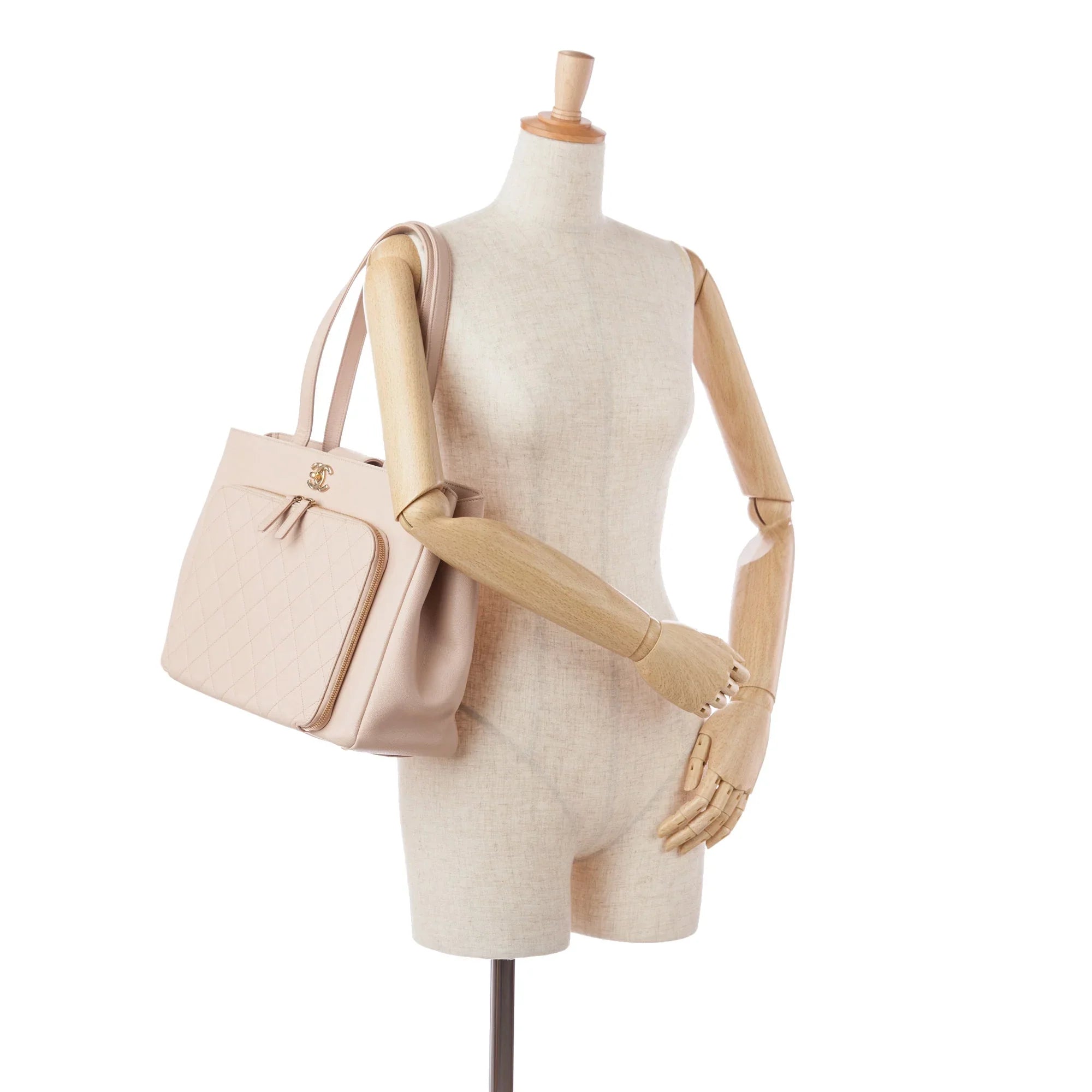 Pink Unisex Tote Chanel Business Shopping Pre-Owned (Good) Affinity Authenticated Bag Caviar Tote Leather