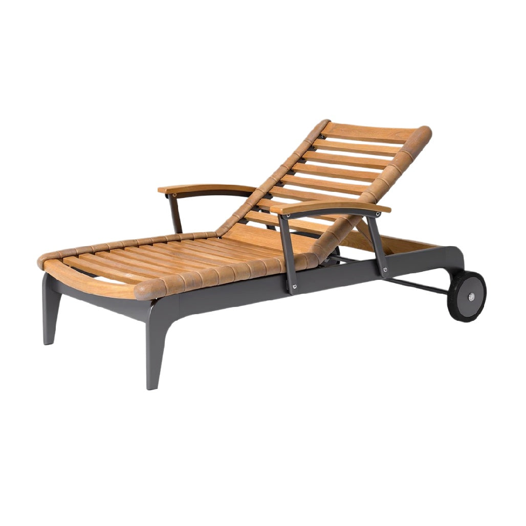 Zonbed met Houten Latten en Verstelbare Rugleuning