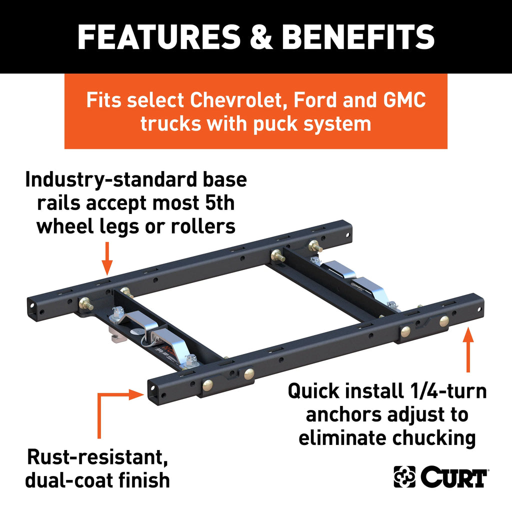 F350 3500, CHEVROLET System 16027 SIERRA Fits lbs SILVERADO, Adapter select: F250, 5th CURT Silverado, Puck Rails, Wheel Sierra 2500, Standard with Ford Replacement GMC 25,000 2020-2024 2020-2024
