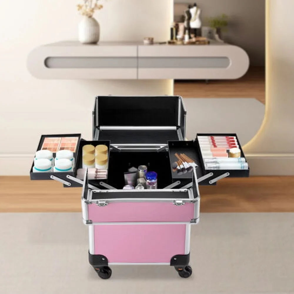 Case Makeup Trolley Space Extendable Storage Large Cosmetic Box Rolling Train