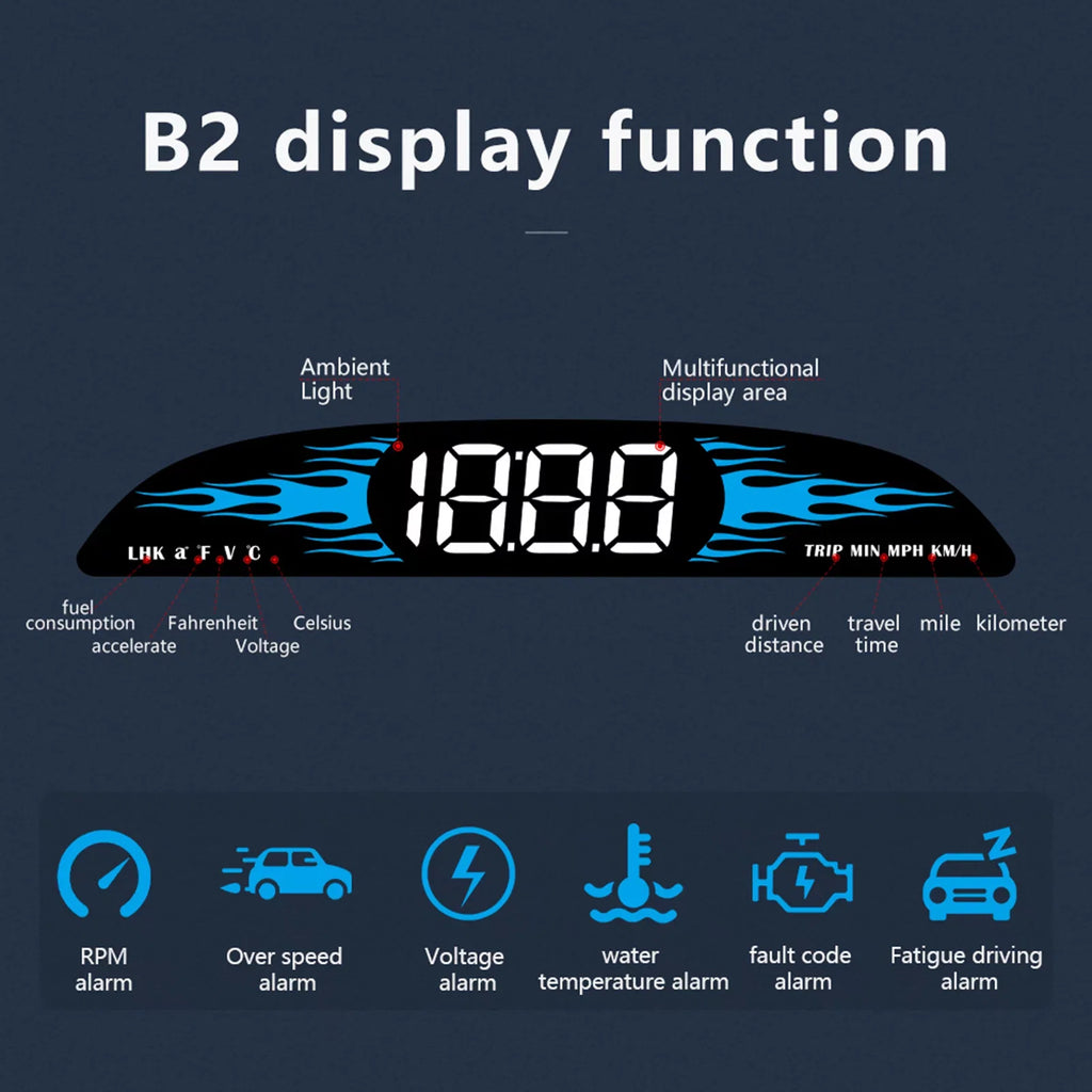 Head-up New OBD Car Speedometer Diagnostic Car Dcenta Driving Display B2 Speedometer Multi-Functions