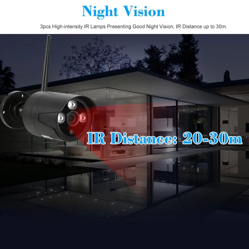 P2P Outdoor Wireless Phone Vision Control Camera Waterproof WiFi 1.0MP NVR Night with Support for 4CH 4pcs IR-CUT Kit System CCTV Motion HD Detection IP WiFi 1080P