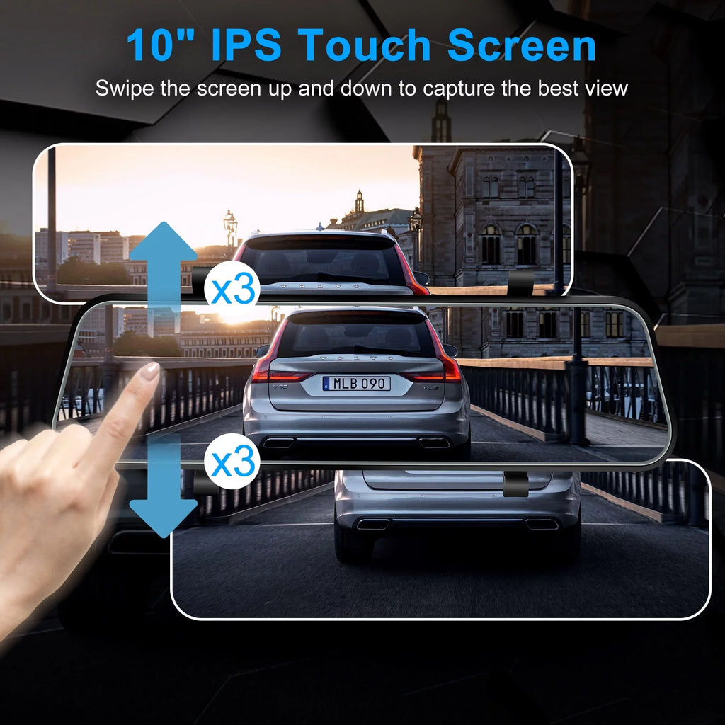 Cam Dash Car IPS View Recorder Vision, Touch TSV G-Sensor, Camera, 1080P Screen Camera, Mirror Dual Rear Night Backup Driving with