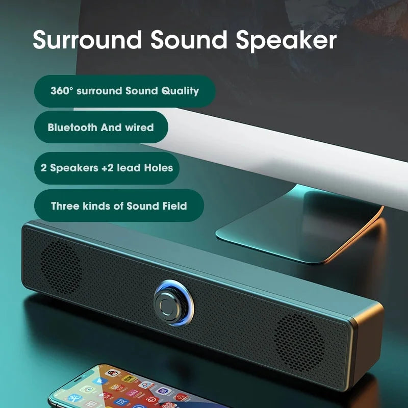 TV Speaker 4D Wired Computer Stereo Theater For Sound Surround Home Strong Subwoofer Bass System Bluetooth Soundbar