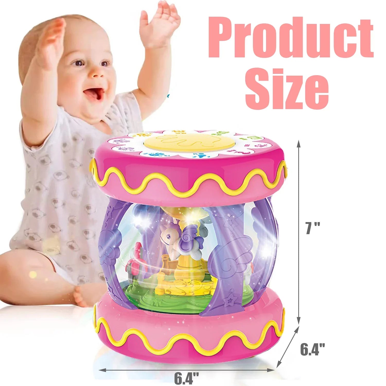 6 Unicorn Girls Sytle-Carry Toddlers 12-18 Baby 12 Up Months, Toys Toys 3+ Baby 2 Rotating Old Boys Years Learning to Light for Infant Toys Musical Months, 1