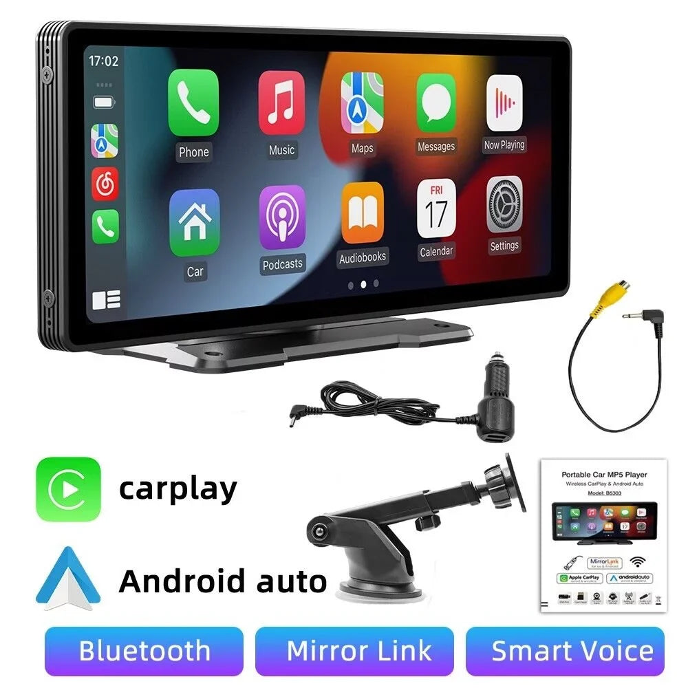 Wireless Navigation, Radio Mirror Stereo 10.26" Touchscreen, Car Android Bluetooth5.0, Control,AUX Auto, Car Maps Apple Cable Link, & Voice CarPlay Vehicles Portable