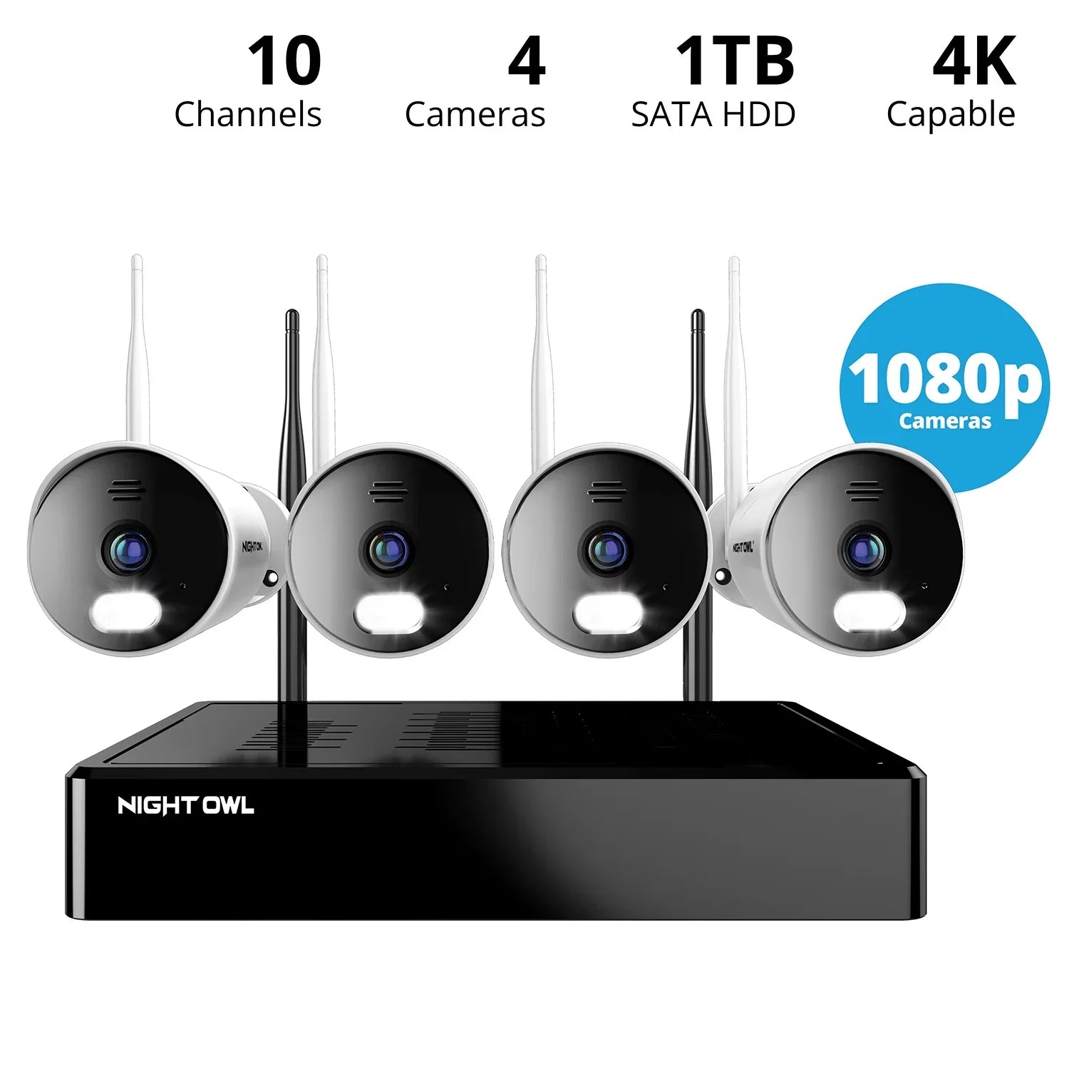 Wi-Fi Owl Cameras Night 1TB Drive NVR Channel with 4K Spotlight Wi-Fi 1080p 10 4 IP HD Hard and