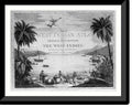 British and large scene three beach Print, with West sailor showing 21-7/8" on harbor], Natives the a x [A Indies two ships 17-7/8" in and in Framed the the Historic casks,
