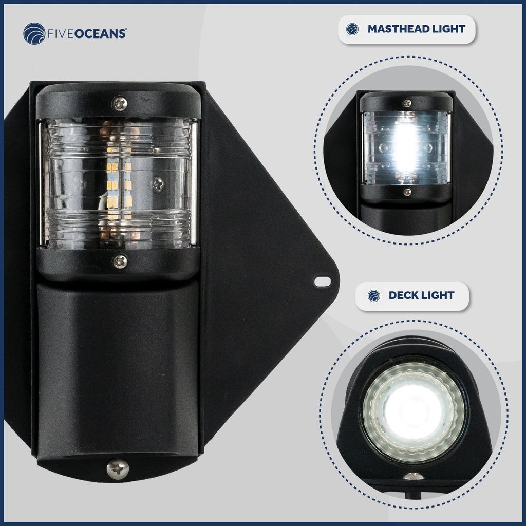 and Vertical Masthead Deck for - Sailboat Combination LED 12V, Light, Deck Mount FO3837 Five Oceans Light, Masthead Spreader