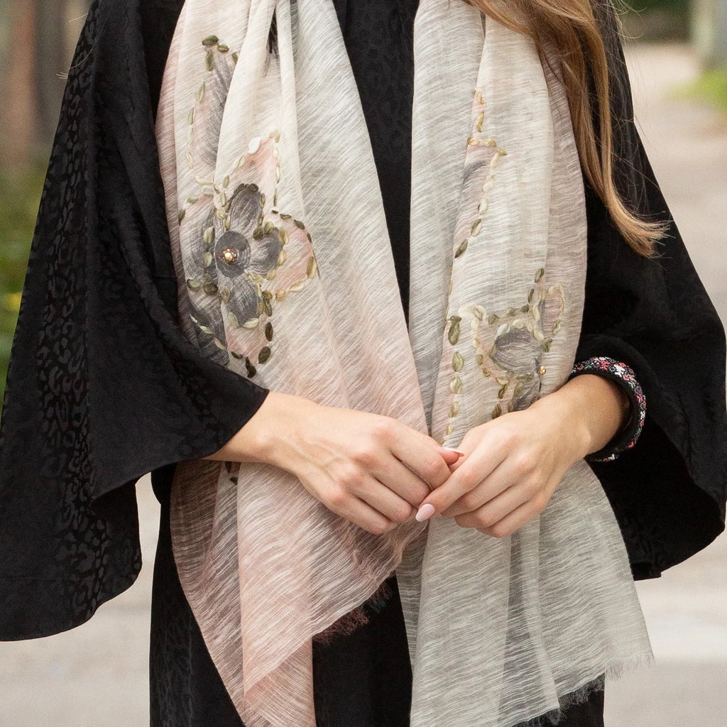 Silk Cream Scarf and Aventura in and Byron Pink Sidney Cotton