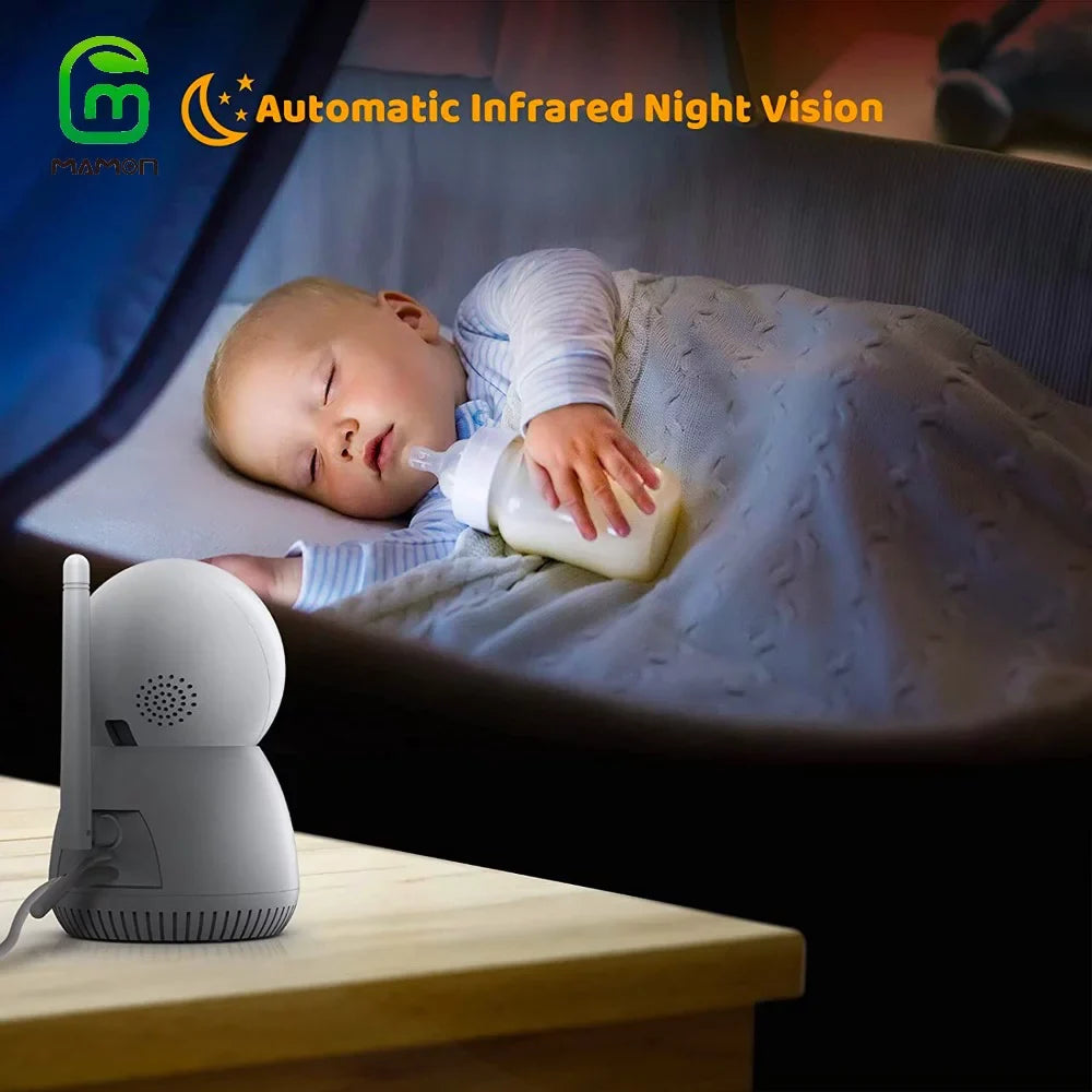 Display 1080P Capacity MAMON 5" with Remote Battery Monitor Two Audio Way Large HD Talk and Video Camera Baby PTZ