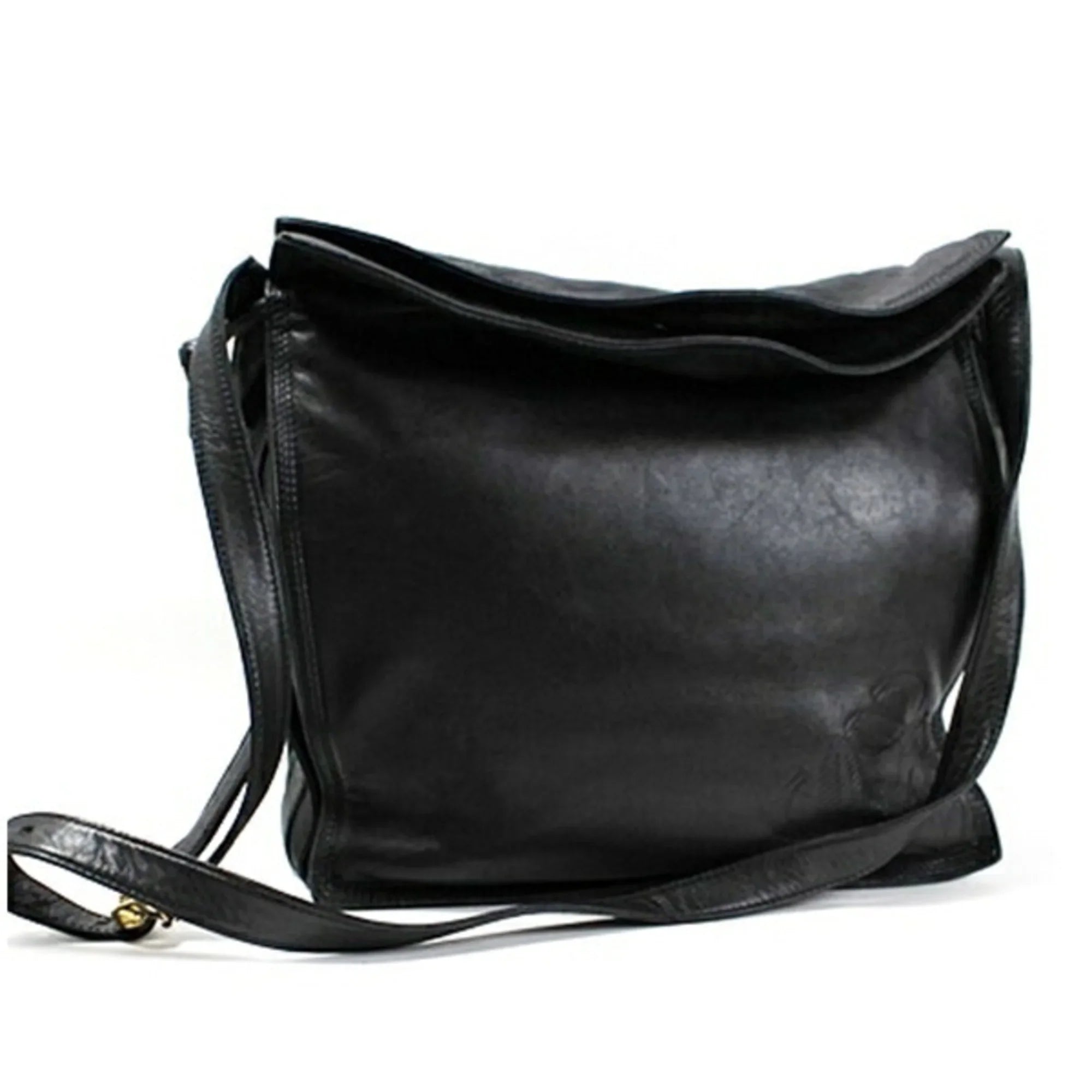 Anagram LOEWE Shoulder Pre-Owned Black Soft Women's (Fair) Leather Bag