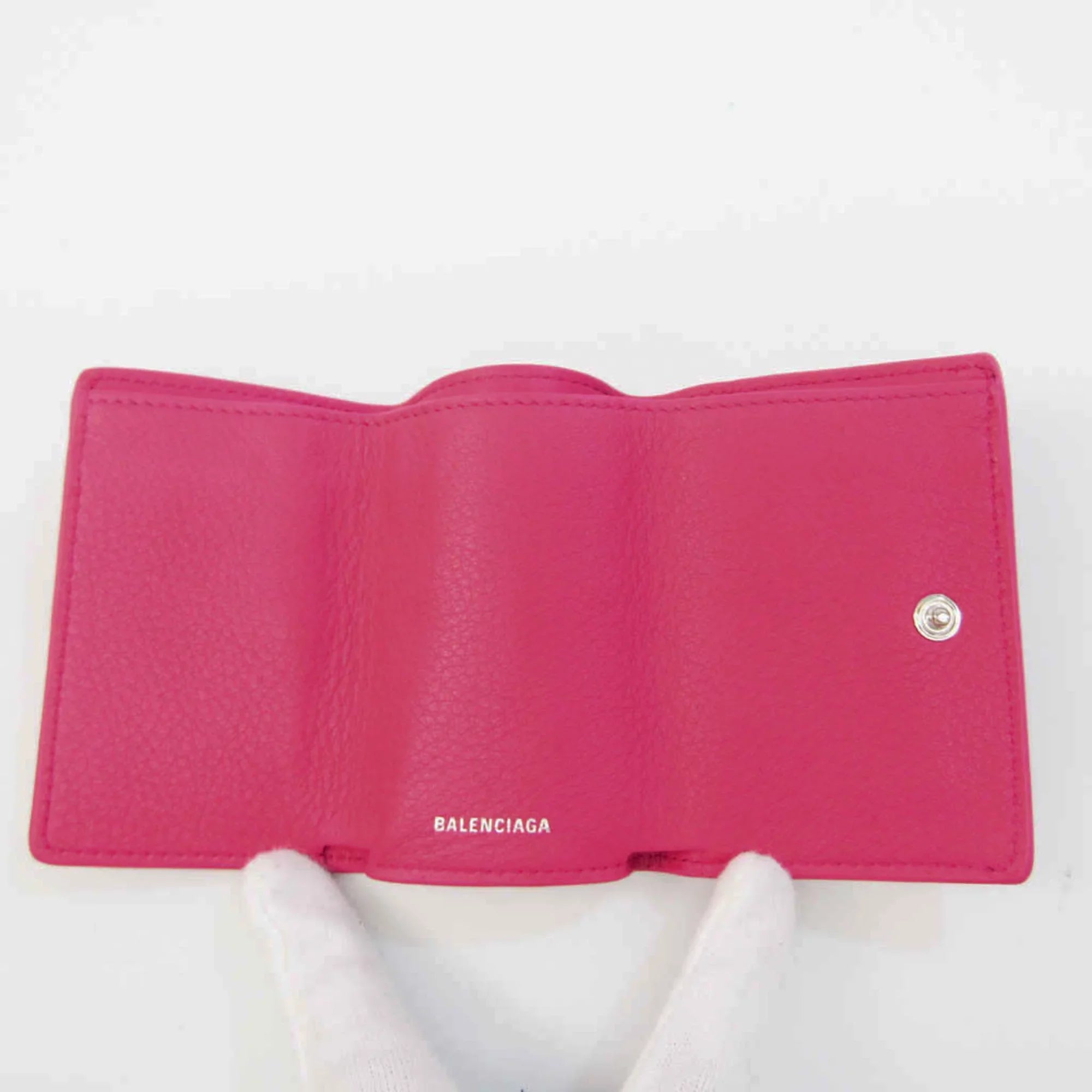 Women's (tri-fold) (Good) Pre-Owned Mini Balenciaga Wallet Wallet Paper Leather Pink 391446