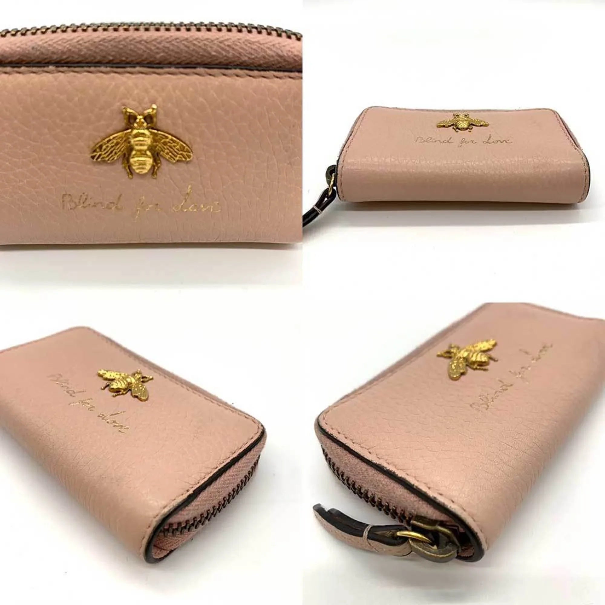 Key Coin Leather Accessories (Good) Animalier Ladies GUCCI Round Gucci Pre-Owned Pink Bee Motif Case 498096 Purse