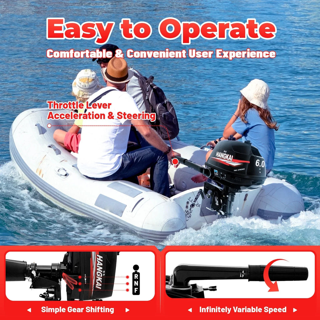 Inflatable Hp Motor Outboard 6 Boat Motor Fishing System 2-Stroke Water CNCEST Cooling Engine
