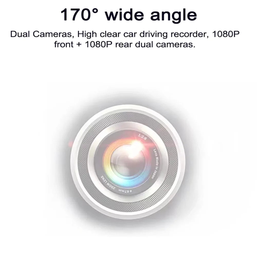 Dash Rear Inch Angle - Wide Monitor, Dual Loop - Front Cam Recorder Parking Detection Support, Camera Motion DVR & Collision Driving - Locking Night-Vision, 1080P 9.66 Touchscreen