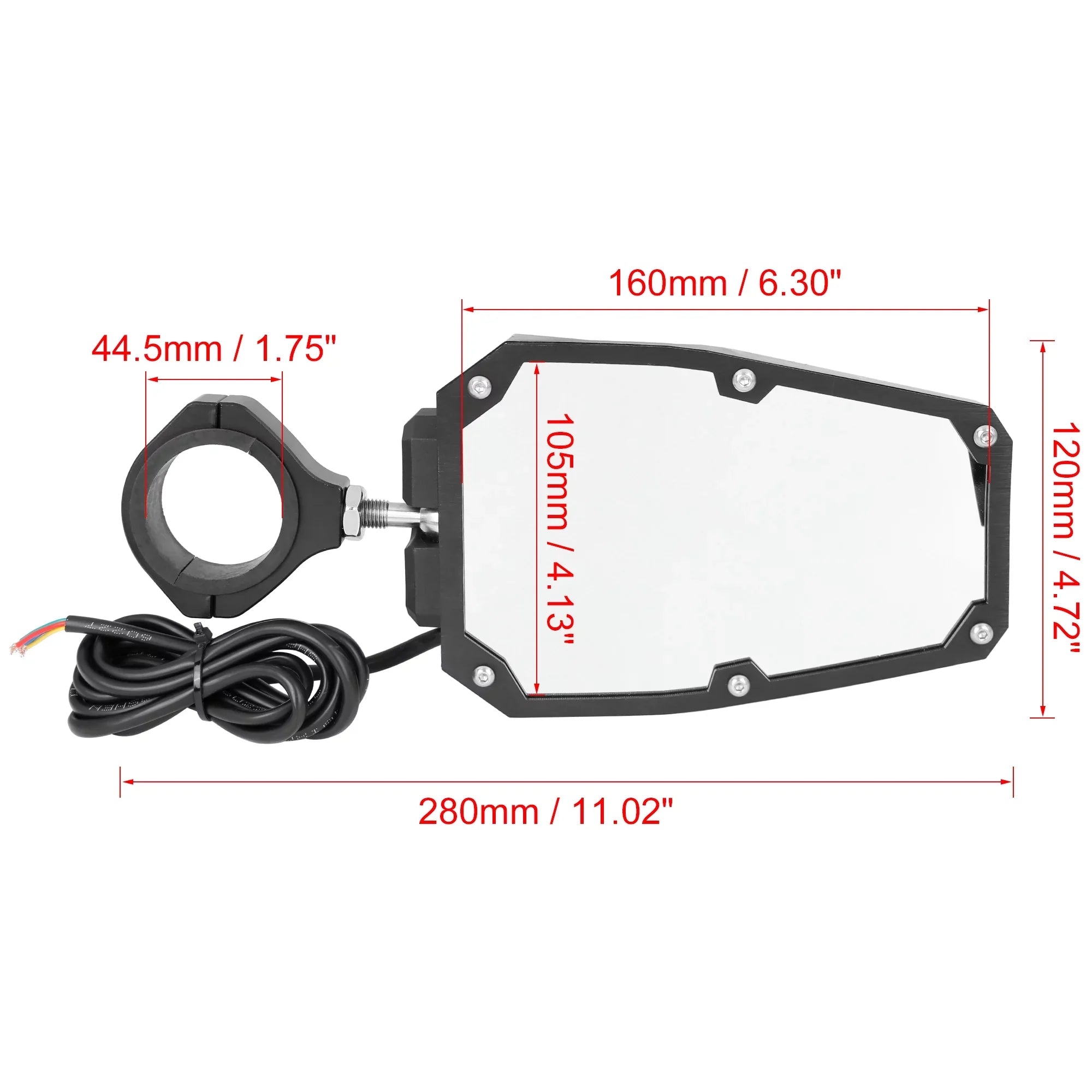 Round Black Yamaha UTV Cage Bargains 6.3" View Rear Light 1.75" Unique for Pair w Roll Mirror