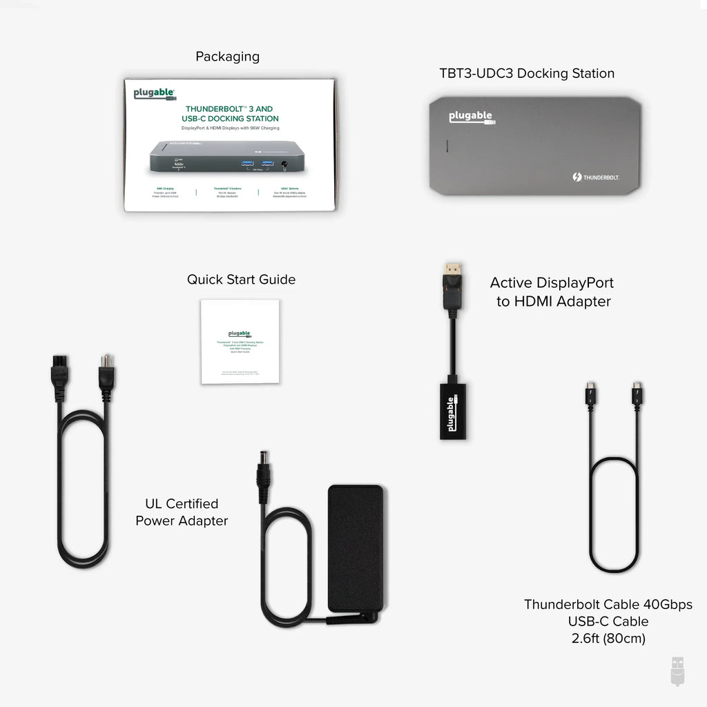 and Windows Charging, and Laptops, HDMI, Mac with Jack and Thunderbolt Ethernet, 3.0, Gigabit 96W USB-C 2x Compatible Plugable 3x 40Gbps USB-C, USB Dock Audio - DisplayPort with